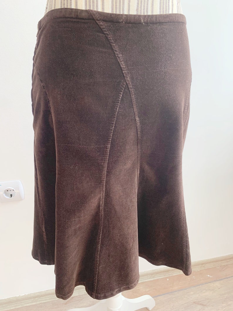 Vintage Brown Corduroy Skirt for Women Size S, Cotton Velvet Skirt ...