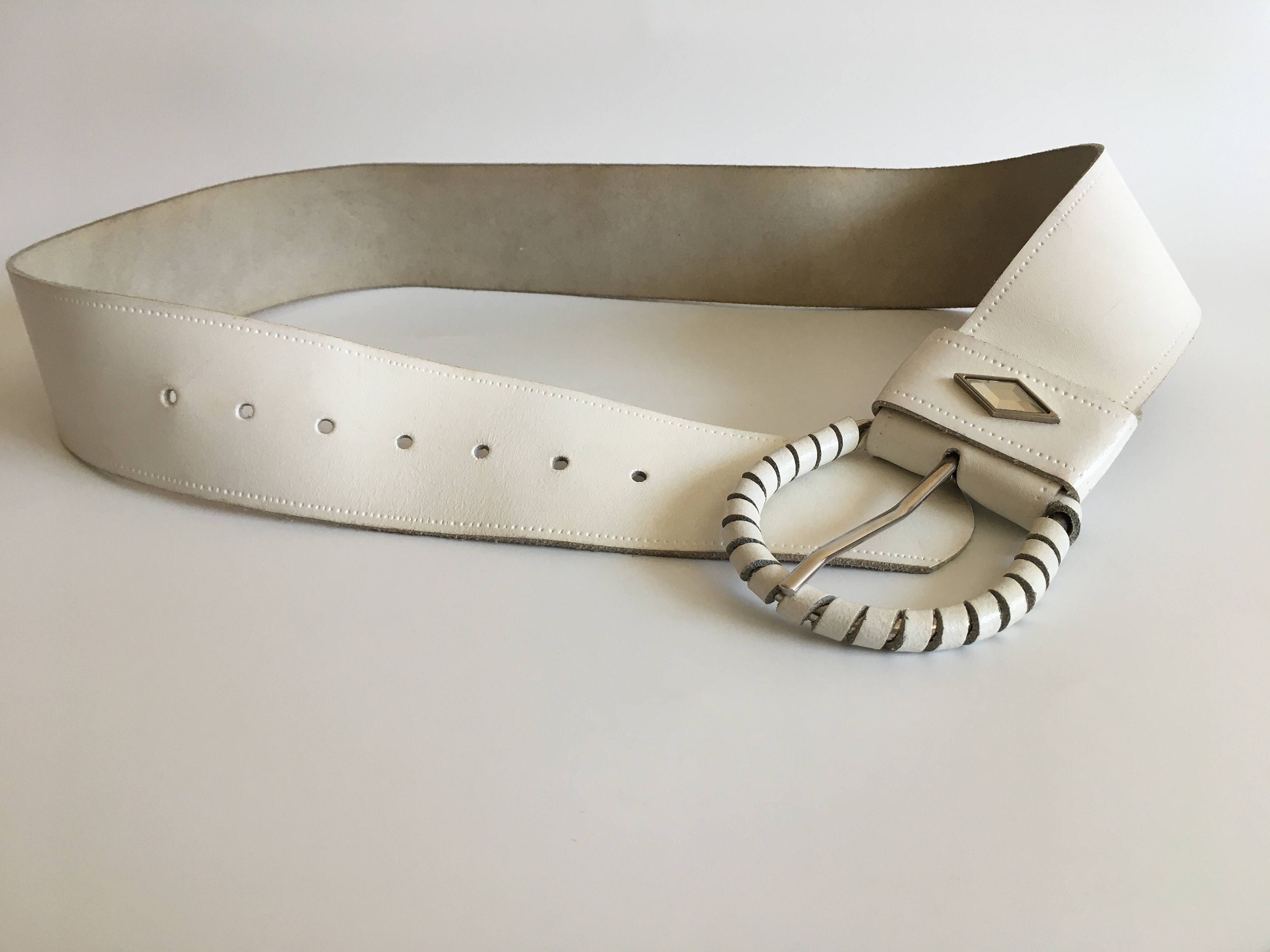 nihngvjm Leather Belt Thick Women Stretchy Belt for Dresses Vintage Elastic  Wide Waist Belt Belts (Color : White, Size : One Size)