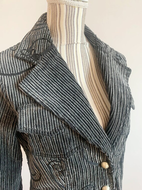 Vintage 90s Silver Grey Cotton Corduroy Blazer fo… - image 4