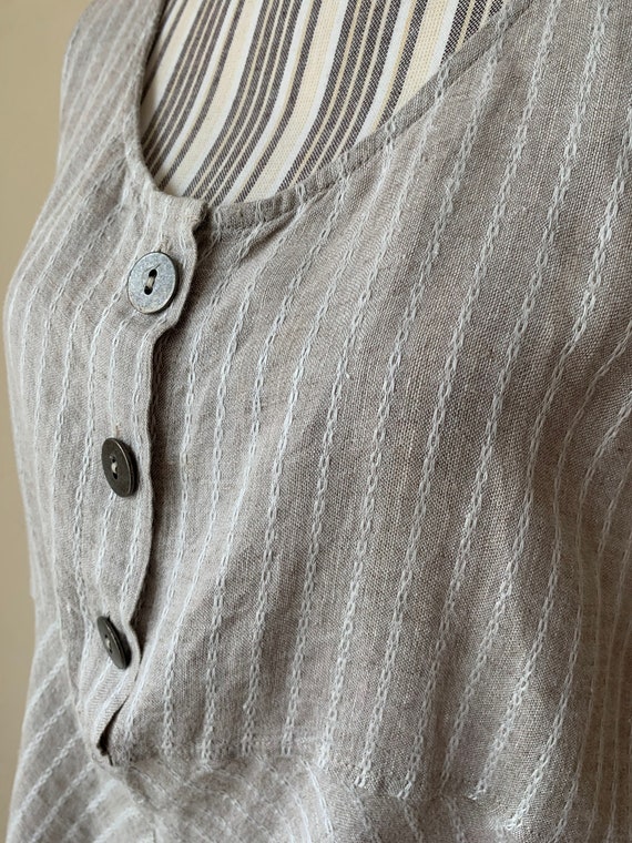 Vintage Light Grey Pure Linen Top For Women Size … - image 5