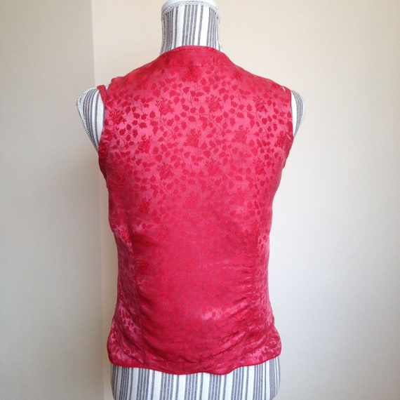 Red Silk Cami Top and Button Up Waistcoat for Wom… - image 5