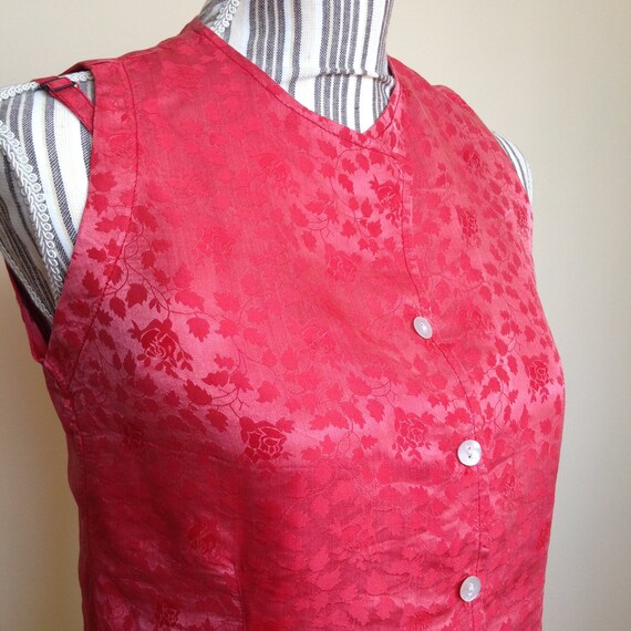 Red Silk Cami Top and Button Up Waistcoat for Wom… - image 4