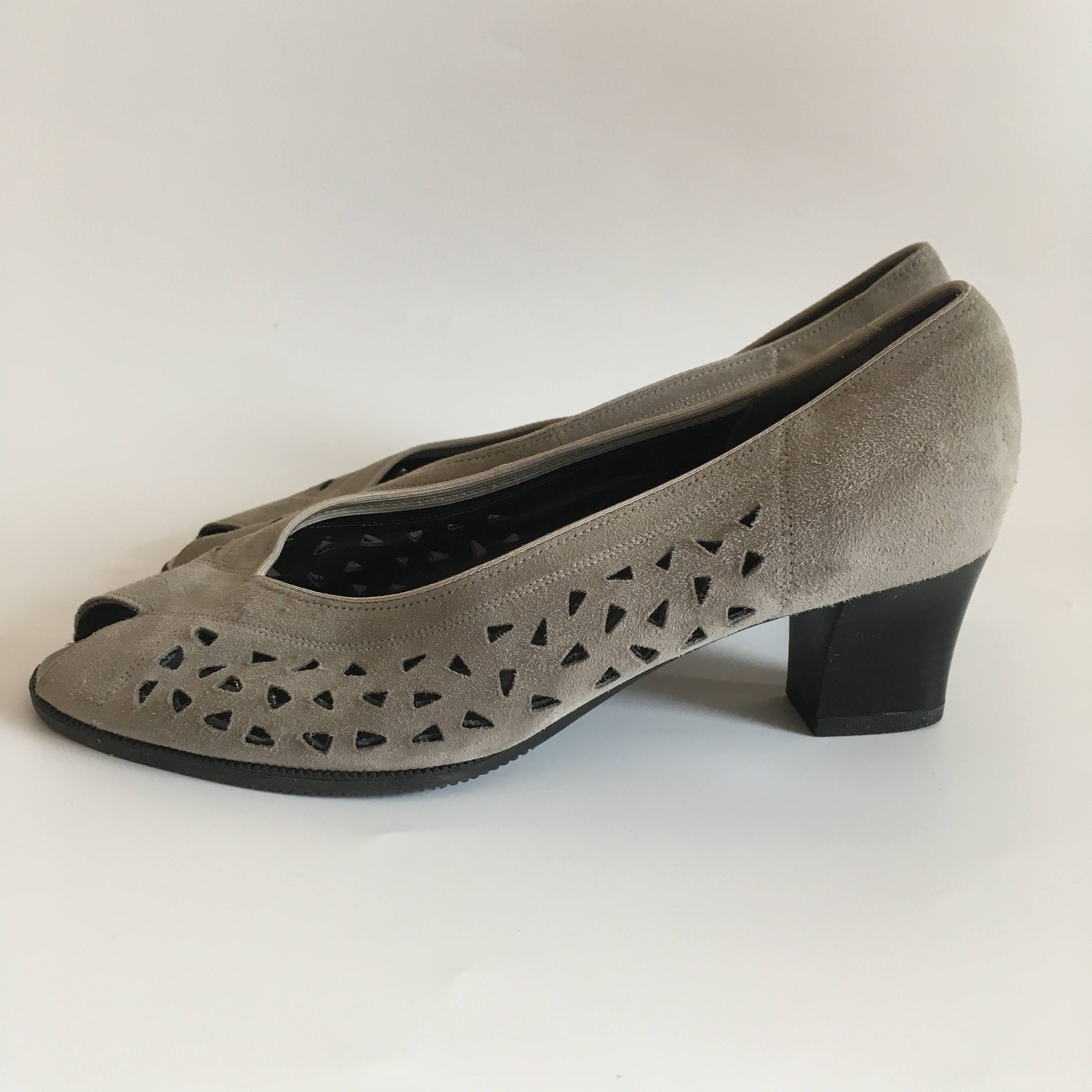 Gray low heel shoes sales