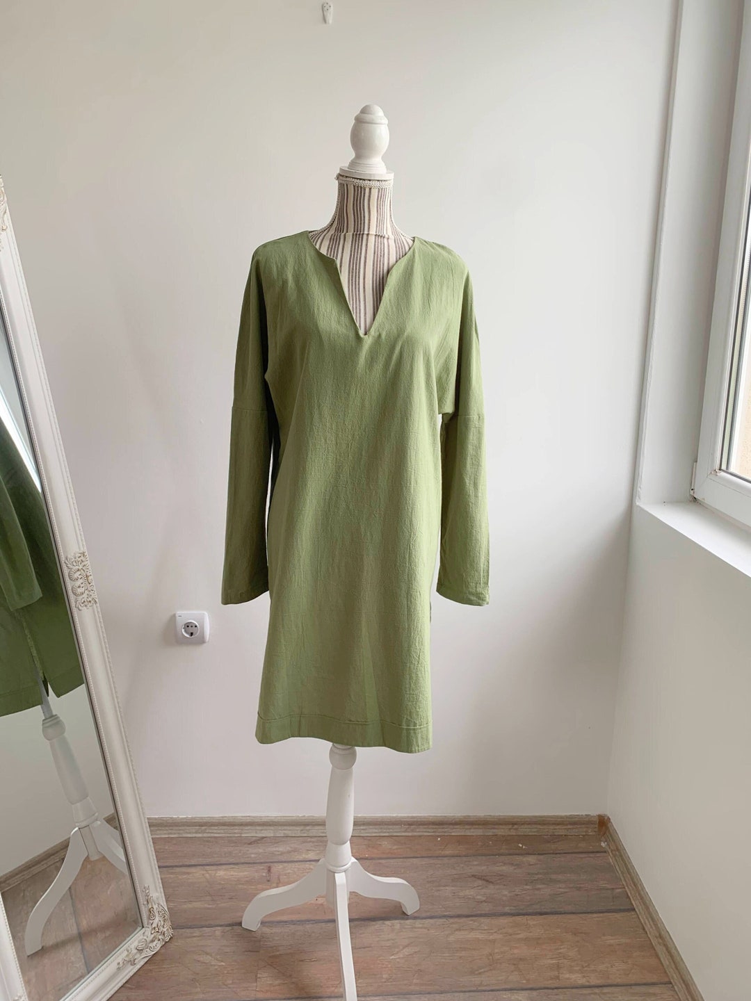 Cotton Blend Loose Knit Tunic One Size Summer Green main image 0
