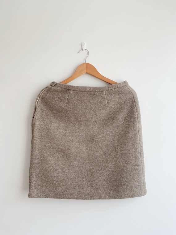 Vintage Camel Mini Skirt Size M, Light Taupe Wool Skirt, 70s Short Skirt, Warm Grey Winter Skirt, Boucle Skirt, Beige High Waisted Skirt