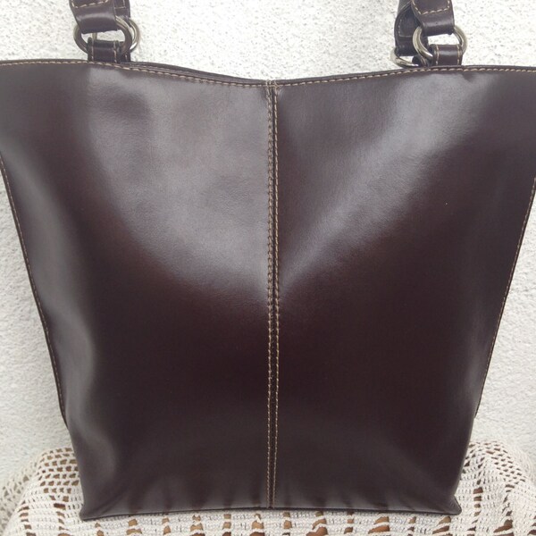 Brown Leather Tote, Wilsons Leather, Minimalist Purse, Medium Leather Tote, Top Handle Bag, Business Tote, Sturdy Leather, Shoulder Bag