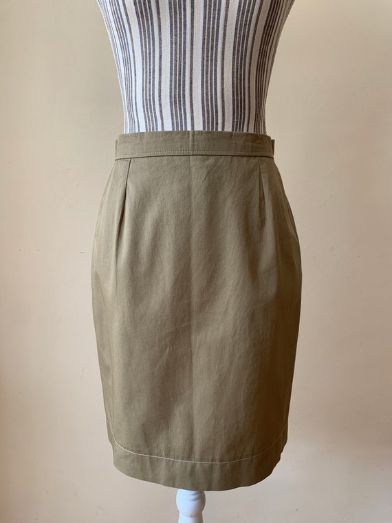 Khaki pencil skirt 80s hotsell