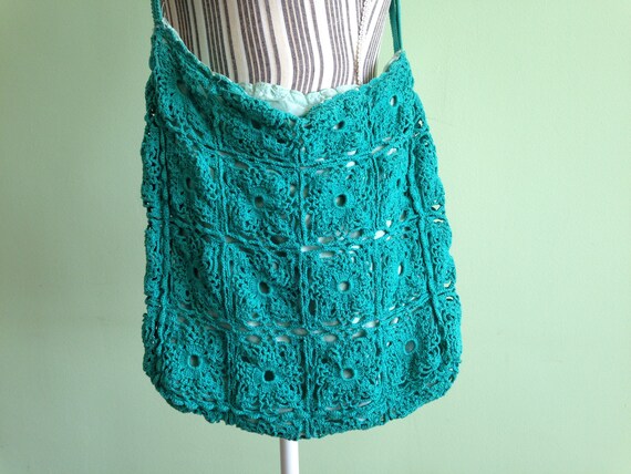 Crochet Hobo Bag, Medium Size Granny Square Bag, H