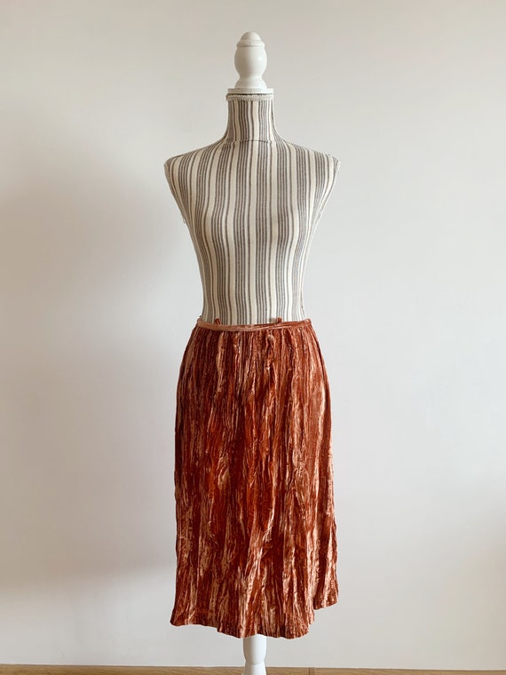 Crushed Velvet Skirt for Women Size S, Vintage 90… - image 4