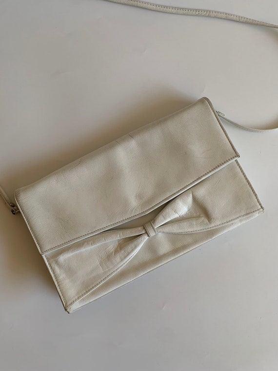 White Leather Envelope Clutch Purse Slim Clutch Wallet Vintage 80s Shoulder Clutch Bag With Detachable Strap Classic Retro Clutch Handbag Etsy Ireland