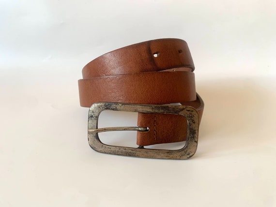 Brown Leather Waist Belt for Women Size 85 cm/ 33", Simple Leather Jeans Belt, Minimalist Plain Leather Belt, Vintage Preppy Waist Cincher