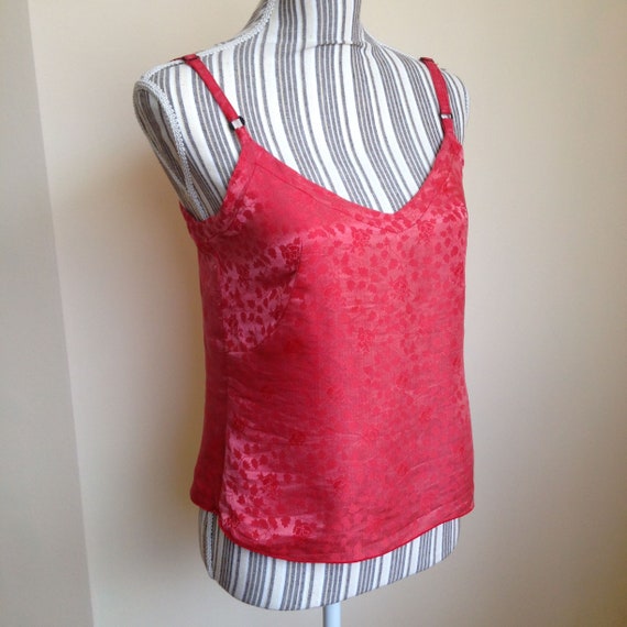 Red Silk Cami Top and Button Up Waistcoat for Wom… - image 8