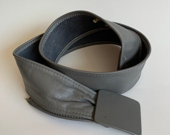 Women's Grey Leather Belt, Vintage 80s Leather Belt, Soft Leather Waist Belt, Waist Wrap Belt, Waist Sincher for Women