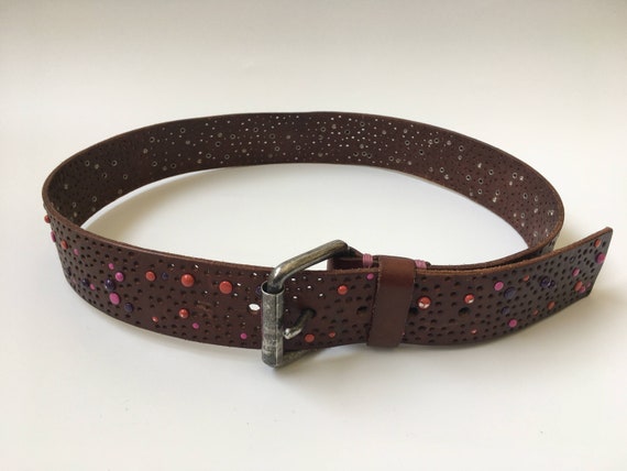 Vintage Studded Leather Belt, EDC by Esprit Boho … - image 2