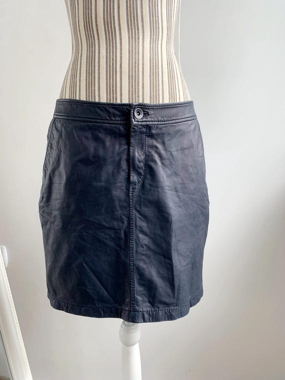 Navy Blue Leather Skirt Size M, Leather Mini Skirt, Genuine Leather Rocker Skirt, Short Sexy Skirt, Biker Outfit for Women, Rock Clothing