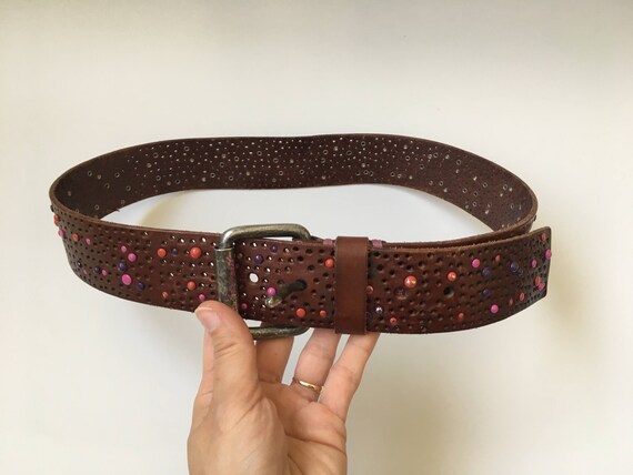 Vintage Studded Leather Belt, EDC by Esprit Boho … - image 3