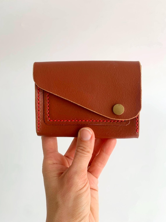 Vintage 70s Brown Leather Wallet, Simple Real Leather Wallet, Unisex Small Wallet, Full Grain Wallet, Classic Minimalist Slim Leather Wallet