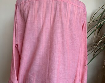 トップス 80s 90s EURO \"salmon pink\" linen shirt 80s 90s EURO salmon pink linen shirt