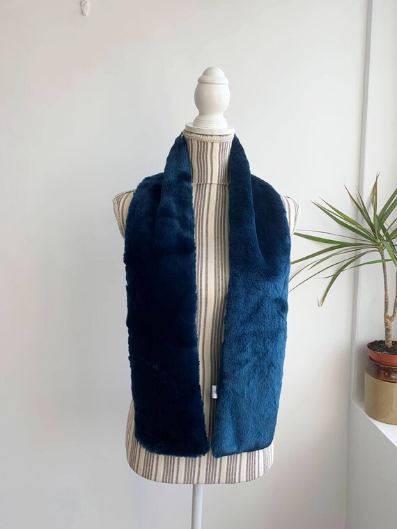 Y2K Turquoise Faux Fur Scarf, Fluffy Winter Scarf for Women, Dark Teal Blue Faux Fur Cowl, Soft Collar, Fashion Neck Warmer Gift For Her