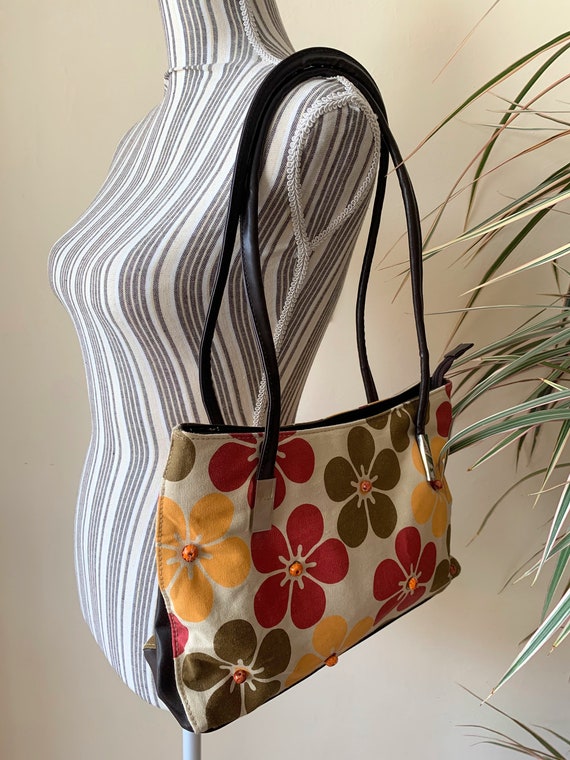 Vintage 90s Cotton Canvas Tote Bag with Zipper, R… - image 5