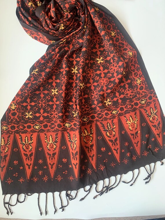 Vintage Indian Shawl for Women in Dark Brown Bric… - image 7