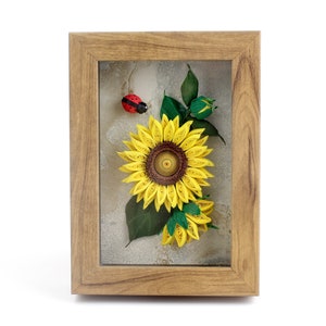 Cornice di girasole arte parete, regalo di girasole di compleanno, Un anno di carta regalo anniversario per lui, Pensando a voi regali, Girasole arredamento della casa