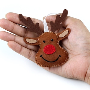 Rudolph Baumschmuck, Filz Ornamente, Filz Baumschmuck, Rudolph das Rentier mit roter Nase, Waldtiere Kinderzimmer Deko