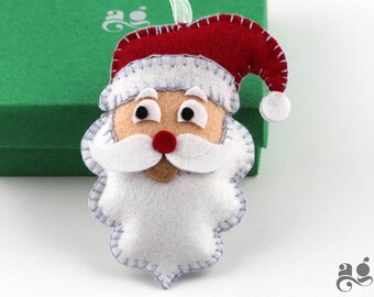 Santa decoration, Santa Christmas decor, Xmas decoration, Felt Santa decor, Santa Claus Tree Decoration, Santa Felt ornament, Santa hanging