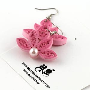 Orecchini di loto, orecchini di carta fatti a mano, regalo di San Valentino, gioielli leggeri, regalo del primo anniversario, gioielli di carta rosa arancione blu immagine 2