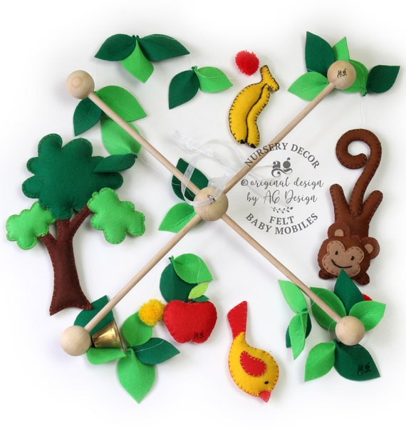 Woodland Mobile Safari Nursery Decor Jungle Crib Mobile Etsy