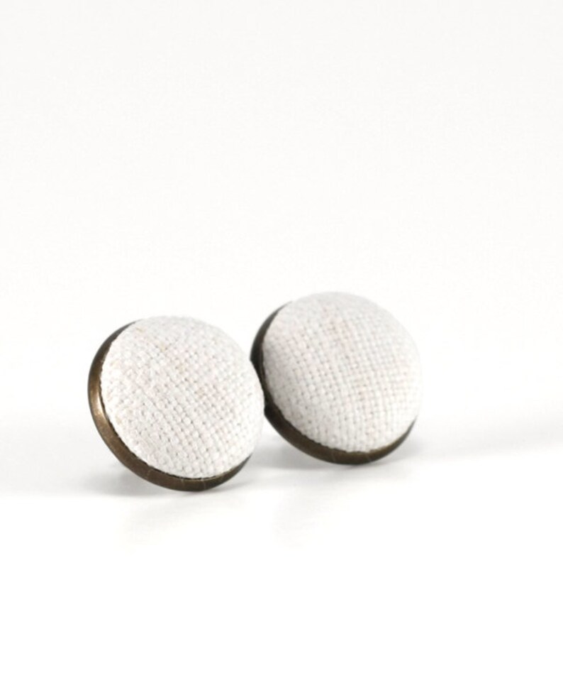 White Stud Earrings Antique Vintage Linen From My Grandma Etsy