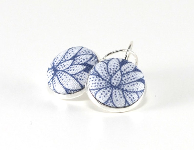 Drop Earrings Water Lily Dangle Earrings Blue Flowers Silver Etsy