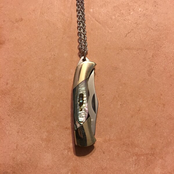 Abalone Shell Mini Pocket Knife Necklace