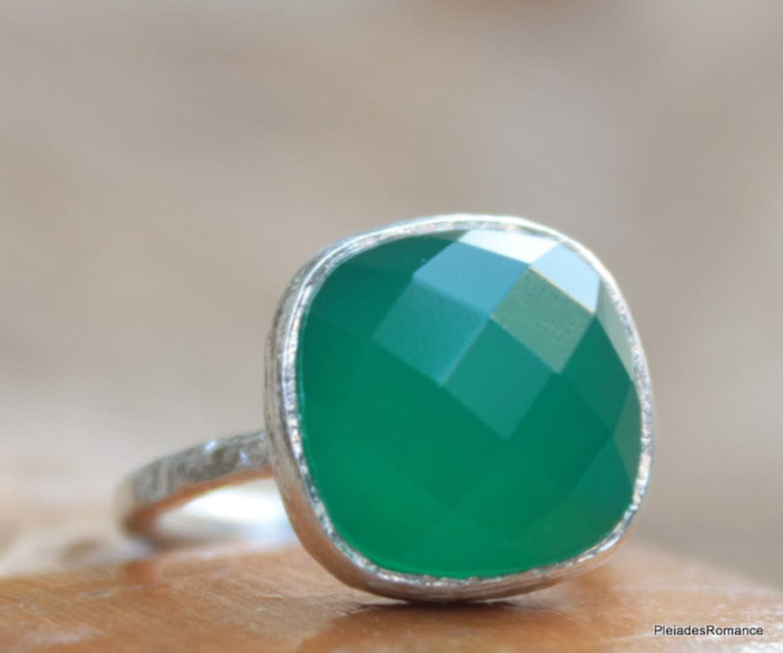 Green Onyx Ring Green Bezel Ring Gemstone Ring Sterling Etsy