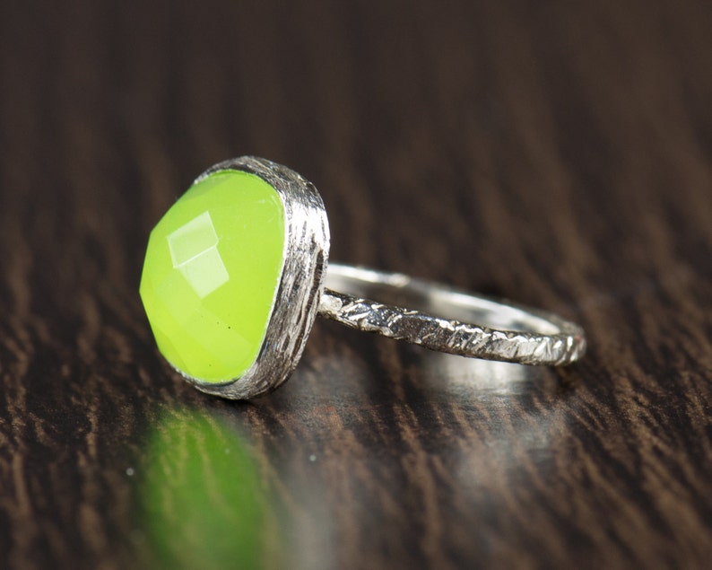 Lime Green Quartz Gemstone Ring Lime Green Quartz Gemstone Etsy