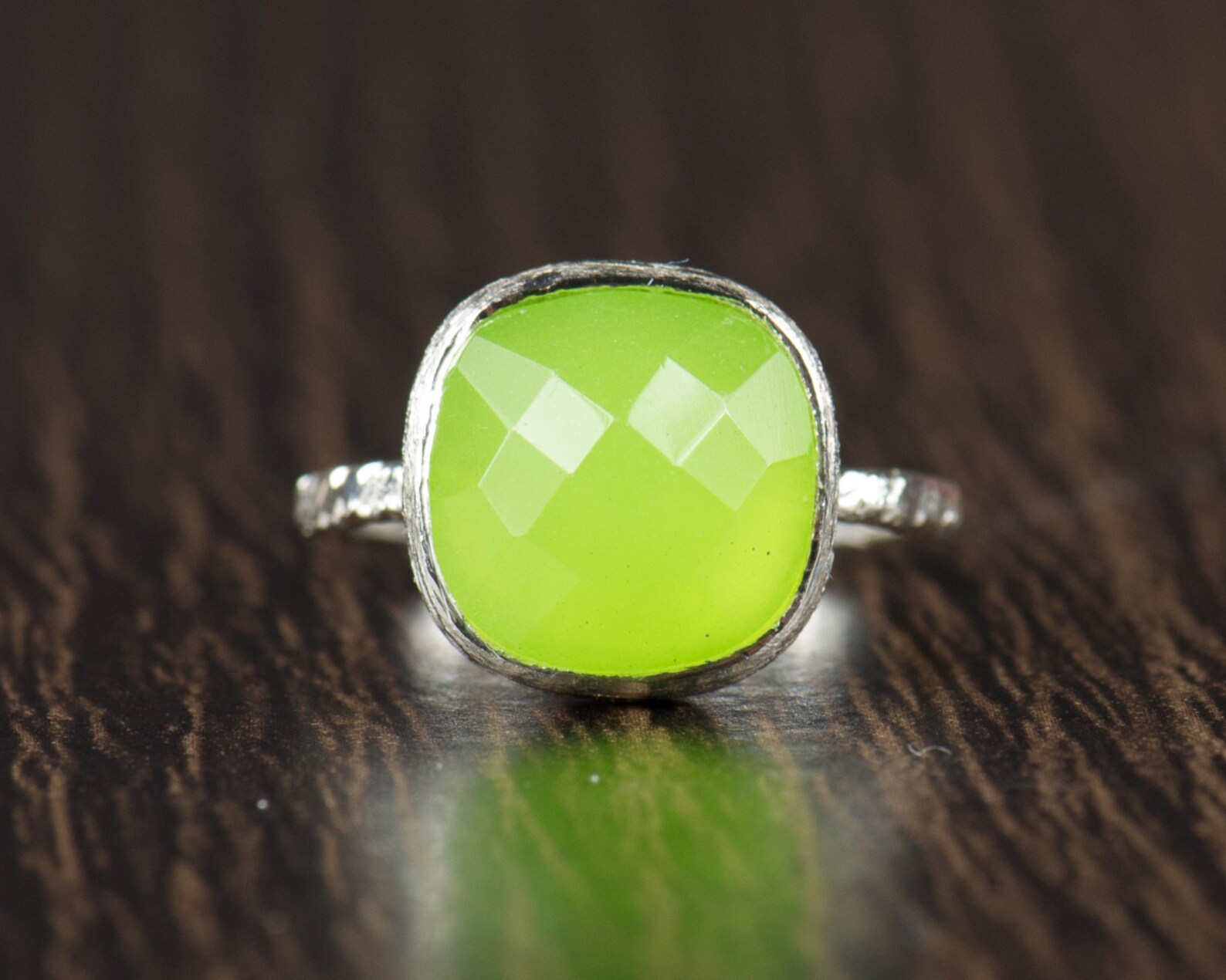 Lime Green Quartz Gemstone Ring Lime Green Quartz Gemstone Etsy