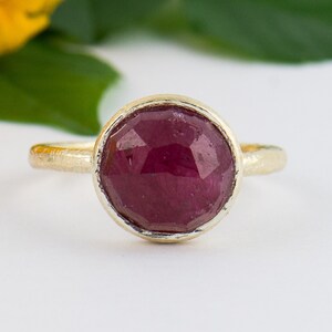 Gold Ruby Gemstone Ring Ruby Silver Stackable Ring Bezel - Etsy