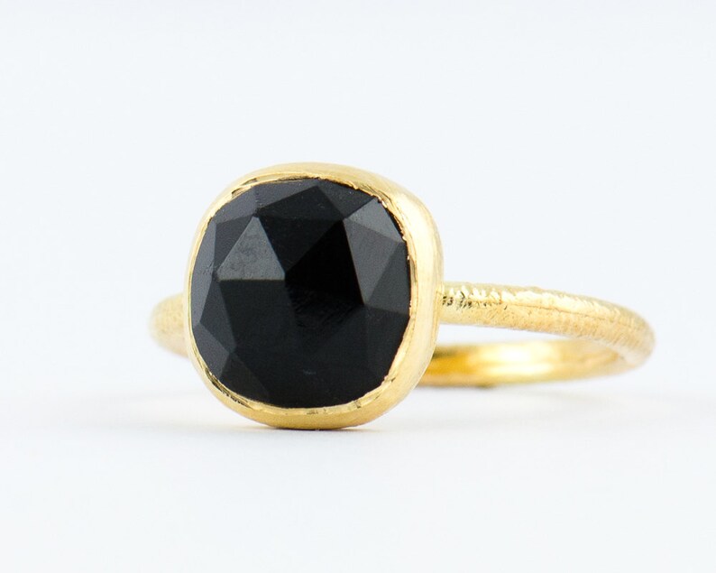 Size 3 4 5 6 7 8 9-9mm Black Onyx Birthstone ring Black Onyx Cushion Gemstone Ring Handmade in Sterling Silver Vermeil Gold K18