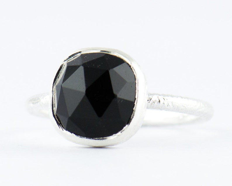 Size 3 4 5 6 7 8 9-9mm Black Onyx Birthstone ring Black Onyx Cushion Gemstone Ring Handmade in Sterling Silver Vermeil Gold K18