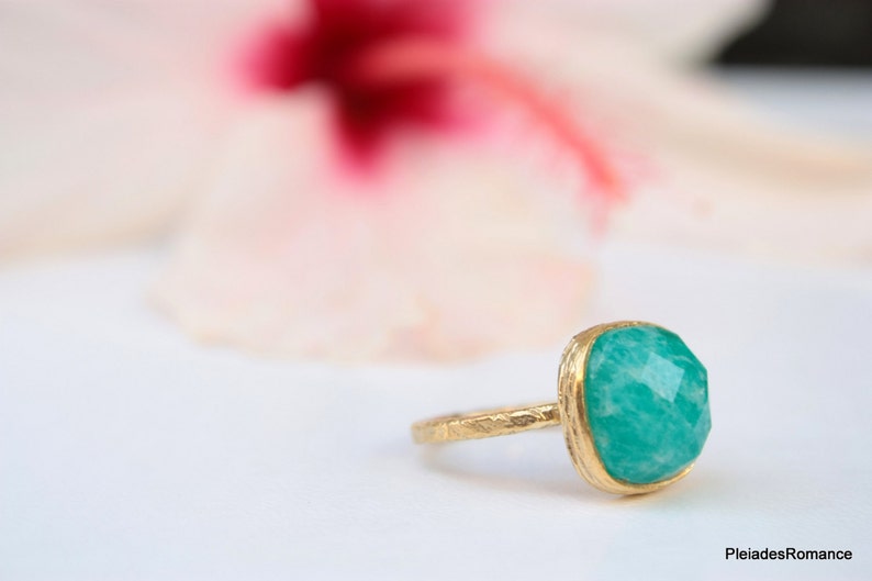 Amazonite Gold Ring Bridesmaid Ring Handmade with sterling | Etsy