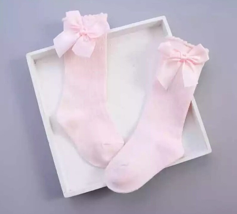 Knee High Socksbaby Girl Knee High Socks With Bowgirls Knee Etsy