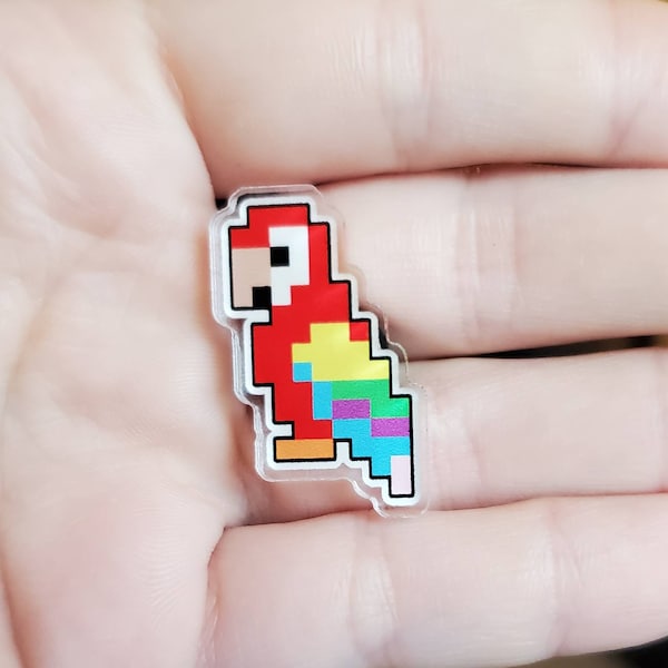 Acrylic Parrot Pin | Pixel Art Pin