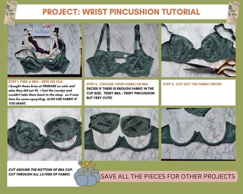 Wrist Pincushion Sewing Pattern Step By Step Photo Tutorial Zip File
