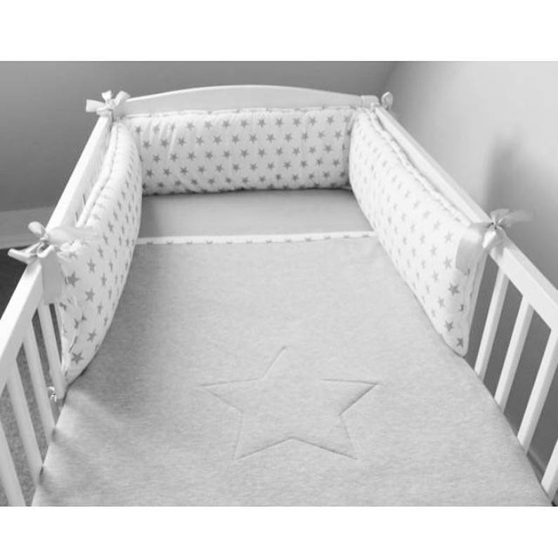 Cot Bumper Stars Cot Bumper Grey Cot Bumper Half Cot Bumper Etsy