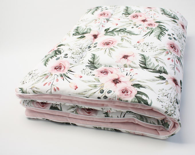 Baby Quilt, Cot Quilt, Baby Bedding, Floral Baby Quilt, Bedding Set