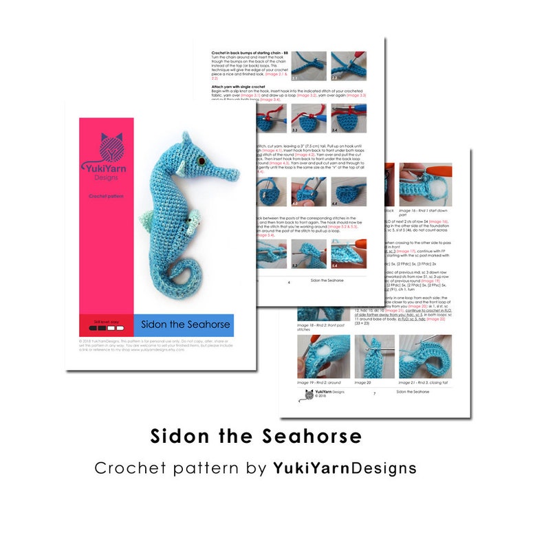 Crochet pattern Seahorse amigurumi instant download pdf image 9