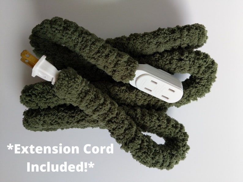 Chunky Covered Extension Cord Multiple Colors RESTOCKED Home Decor Olive Green