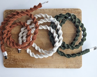 Macrame Phone Charger | iPhone Charger Android Type-C USB-C | Handmade Sustainable Cotton | Macrame Accessories | Durable Phone Cord