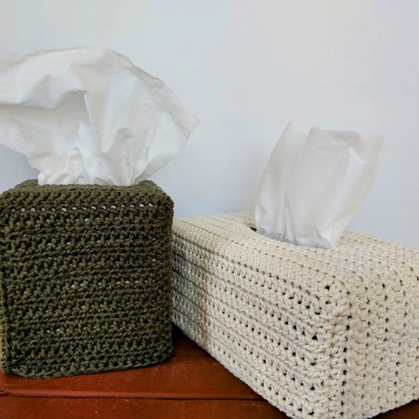 Crochet Pattern | Farmhouse Tissue Box Cover | 2 Sizes Available