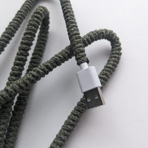 Cotton Covered Phone Charger | iPhone Charger Android Type-C USB-C | Handmade Sustainable Cotton | Phone Accessories | Durable Phone Cord